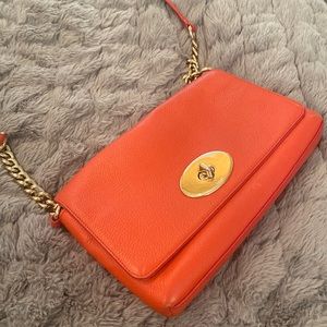 Coach Crossbody - orange leather - gold accents